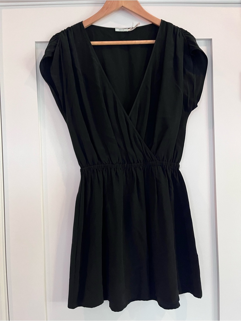 Urban Outfitters Kimchi Blue Y2K Black Wrap Front Mini Dress 100% Silk